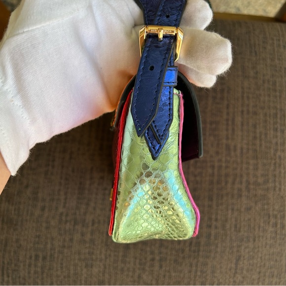 KURT GEIGER Metallic Colorblock Leather 20 Mini Convertible Bag LIKE NEW - Picture 10 of 17